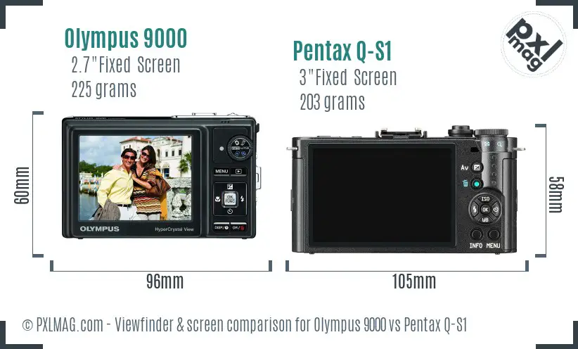 Olympus 9000 vs Pentax Q-S1 Screen and Viewfinder comparison