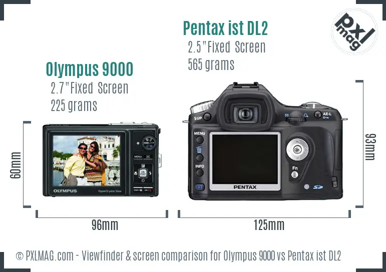 Olympus 9000 vs Pentax ist DL2 Screen and Viewfinder comparison