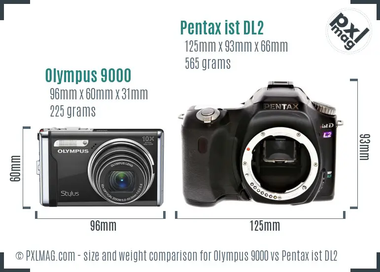 Olympus 9000 vs Pentax ist DL2 size comparison