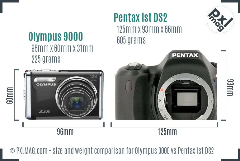 Olympus 9000 vs Pentax ist DS2 size comparison