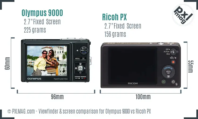 Olympus 9000 vs Ricoh PX Screen and Viewfinder comparison Olympus 9000 vs Ricoh PX Screen and Viewfinder comparison