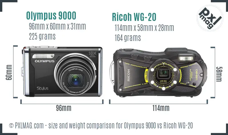 Olympus 9000 vs Ricoh WG-20 size comparison Olympus 9000 vs Ricoh WG-20 size comparison