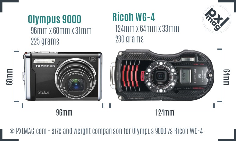 Olympus 9000 vs Ricoh WG-4 size comparison Olympus 9000 vs Ricoh WG-4 size comparison