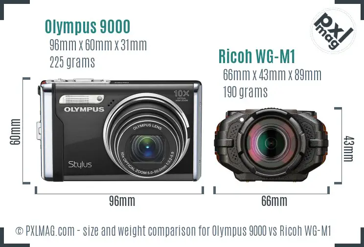 Olympus 9000 vs Ricoh WG-M1 size comparison Olympus 9000 vs Ricoh WG-M1 size comparison