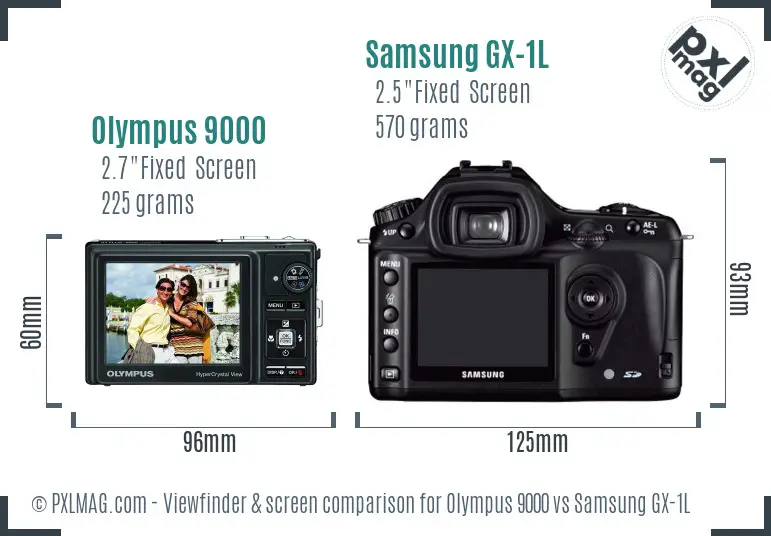 Olympus 9000 vs Samsung GX-1L Screen and Viewfinder comparison Olympus 9000 vs Samsung GX-1L Screen and Viewfinder comparison