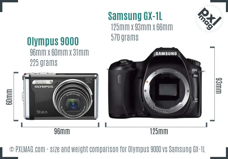 Olympus 9000 vs Samsung GX-1L size comparison Olympus 9000 vs Samsung GX-1L size comparison
