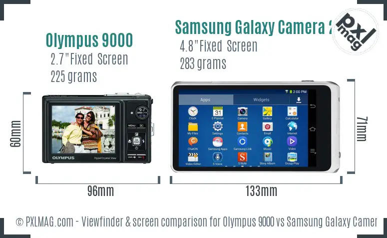 Olympus 9000 vs Samsung Galaxy Camera 2 Screen and Viewfinder comparison Olympus 9000 vs Samsung Galaxy Camera 2 Screen and Viewfinder comparison