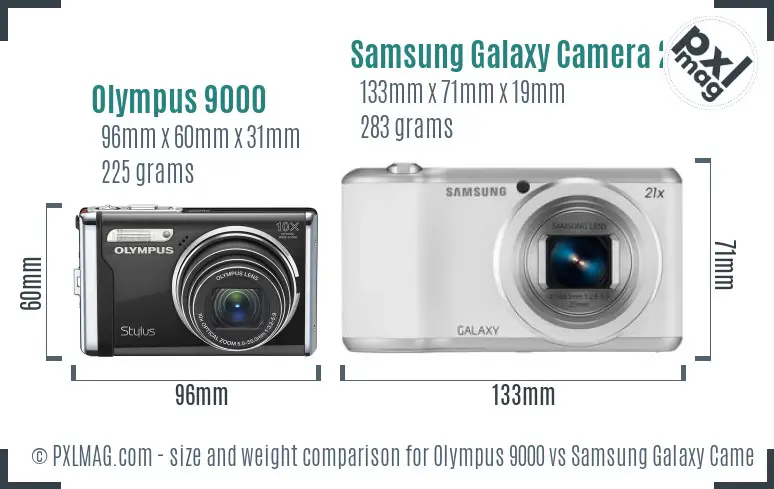 Olympus 9000 vs Samsung Galaxy Camera 2 size comparison Olympus 9000 vs Samsung Galaxy Camera 2 size comparison