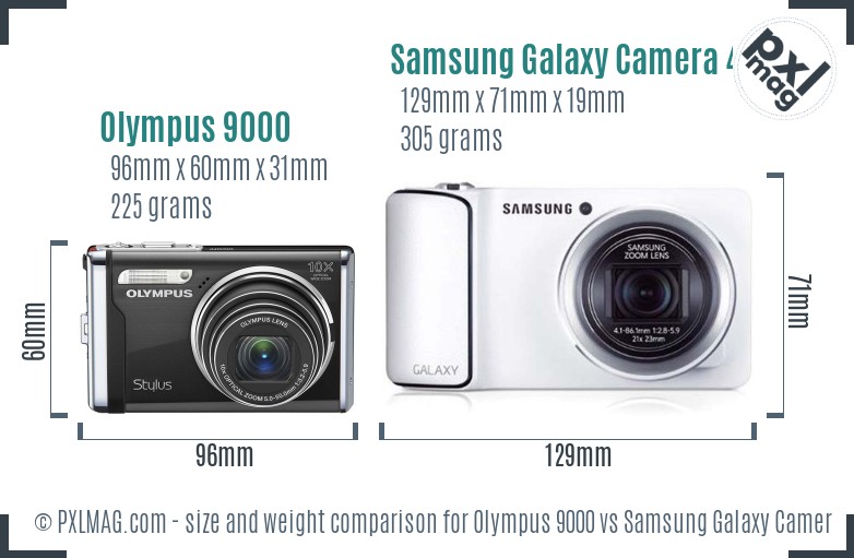 Olympus 9000 vs Samsung Galaxy Camera 4G size comparison Olympus 9000 vs Samsung Galaxy Camera 4G size comparison