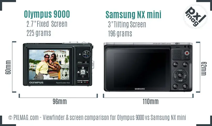 Olympus 9000 vs Samsung NX mini Screen and Viewfinder comparison Olympus 9000 vs Samsung NX mini Screen and Viewfinder comparison