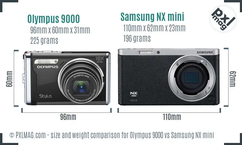 Olympus 9000 vs Samsung NX mini size comparison Olympus 9000 vs Samsung NX mini size comparison