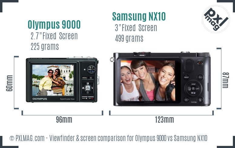 Olympus 9000 vs Samsung NX10 Screen and Viewfinder comparison