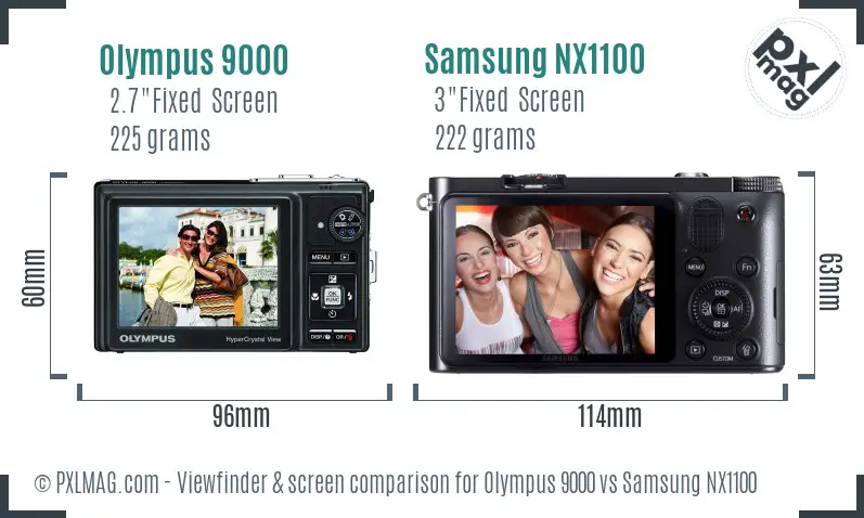 Olympus 9000 vs Samsung NX1100 Screen and Viewfinder comparison Olympus 9000 vs Samsung NX1100 Screen and Viewfinder comparison