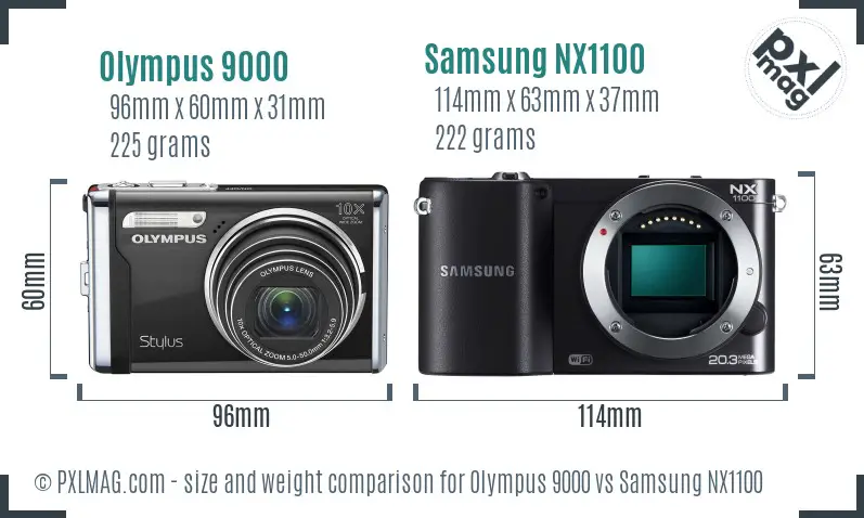 Olympus 9000 vs Samsung NX1100 size comparison Olympus 9000 vs Samsung NX1100 size comparison