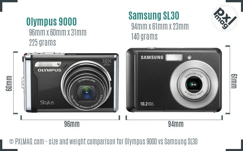 Olympus 9000 vs Samsung SL30 size comparison