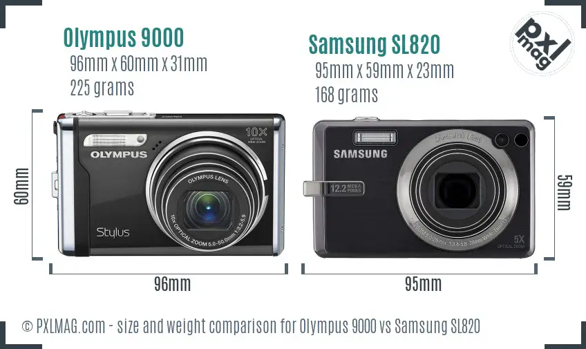 Olympus 9000 vs Samsung SL820 size comparison