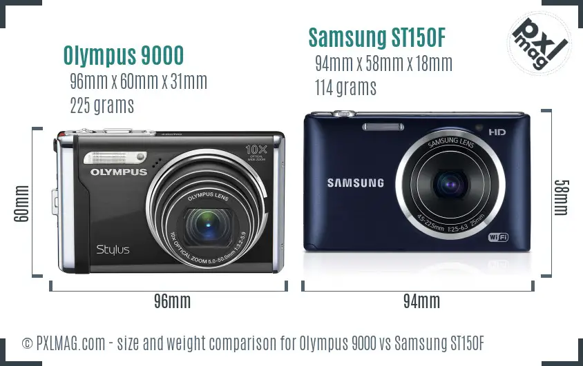Olympus 9000 vs Samsung ST150F size comparison