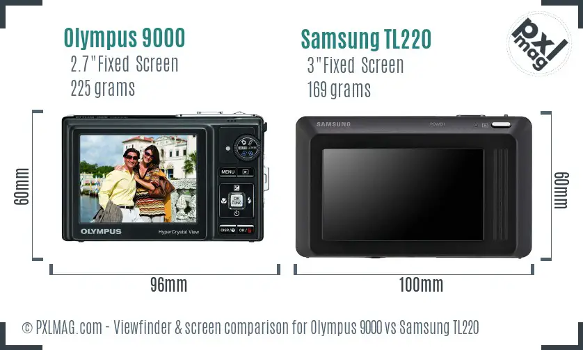 Olympus 9000 vs Samsung TL220 Screen and Viewfinder comparison Olympus 9000 vs Samsung TL220 Screen and Viewfinder comparison
