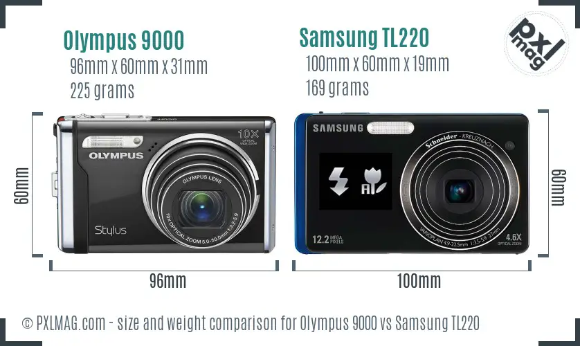 Olympus 9000 vs Samsung TL220 size comparison Olympus 9000 vs Samsung TL220 size comparison