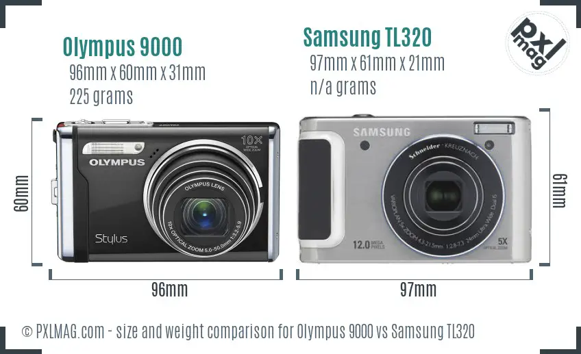 Olympus 9000 vs Samsung TL320 size comparison
