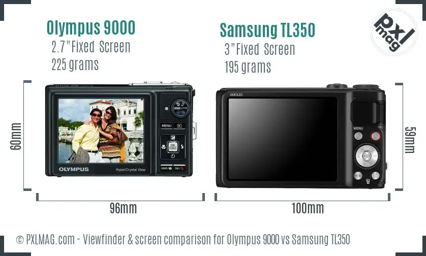 Olympus 9000 vs Samsung TL350 Screen and Viewfinder comparison