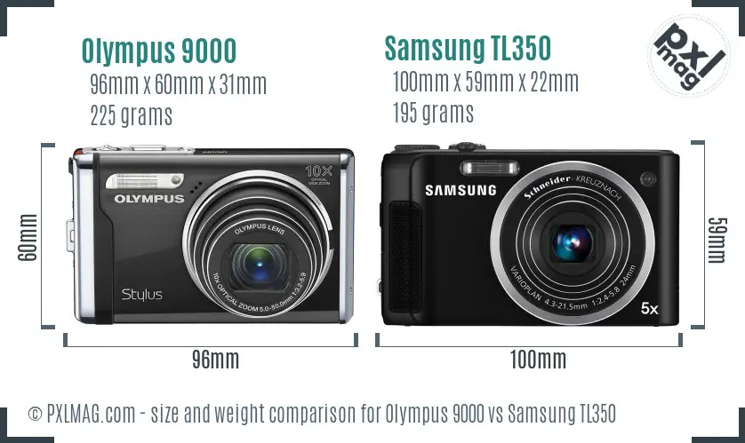 Olympus 9000 vs Samsung TL350 size comparison