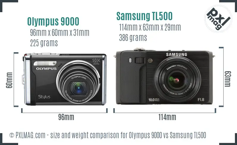 Olympus 9000 vs Samsung TL500 size comparison