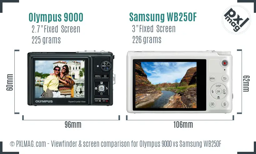 Olympus 9000 vs Samsung WB250F Screen and Viewfinder comparison Olympus 9000 vs Samsung WB250F Screen and Viewfinder comparison