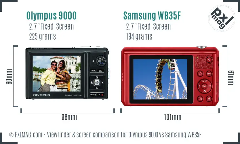 Olympus 9000 vs Samsung WB35F Screen and Viewfinder comparison