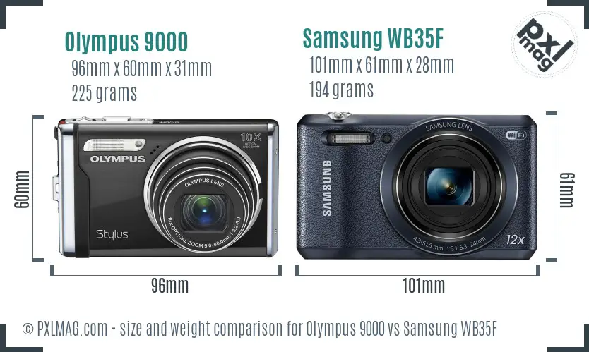 Olympus 9000 vs Samsung WB35F size comparison