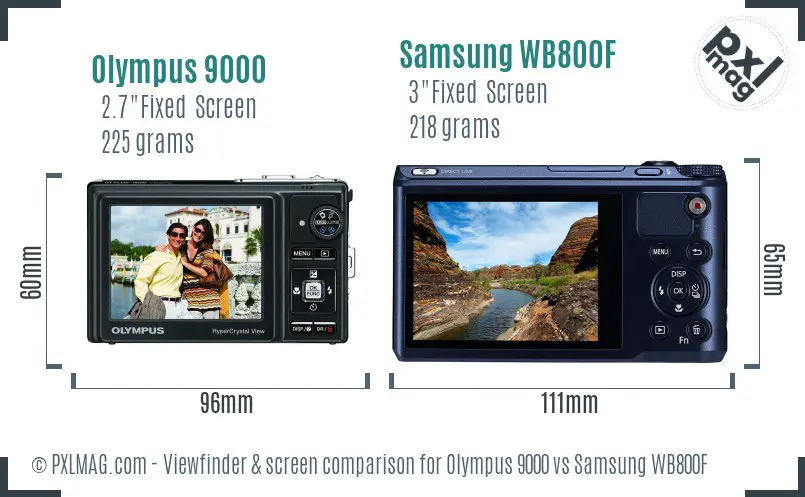 Olympus 9000 vs Samsung WB800F Screen and Viewfinder comparison Olympus 9000 vs Samsung WB800F Screen and Viewfinder comparison