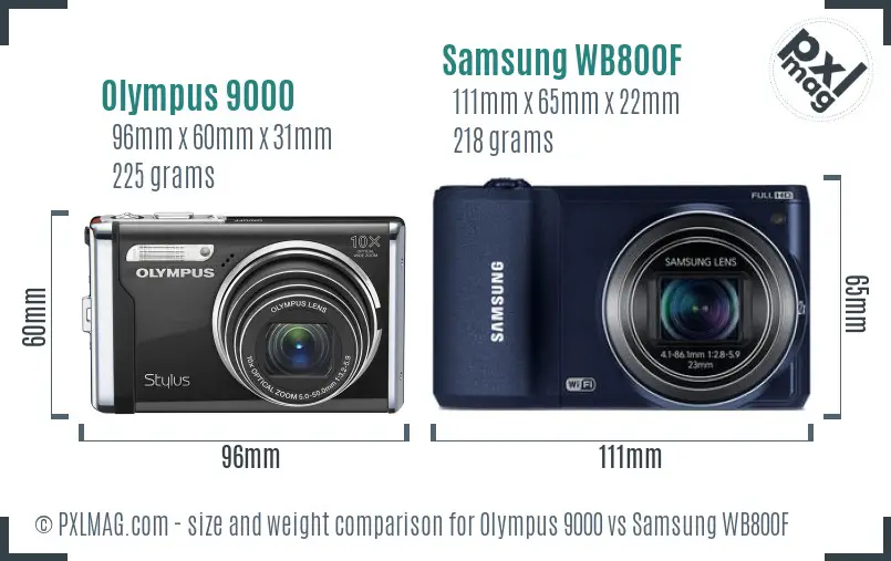 Olympus 9000 vs Samsung WB800F size comparison Olympus 9000 vs Samsung WB800F size comparison