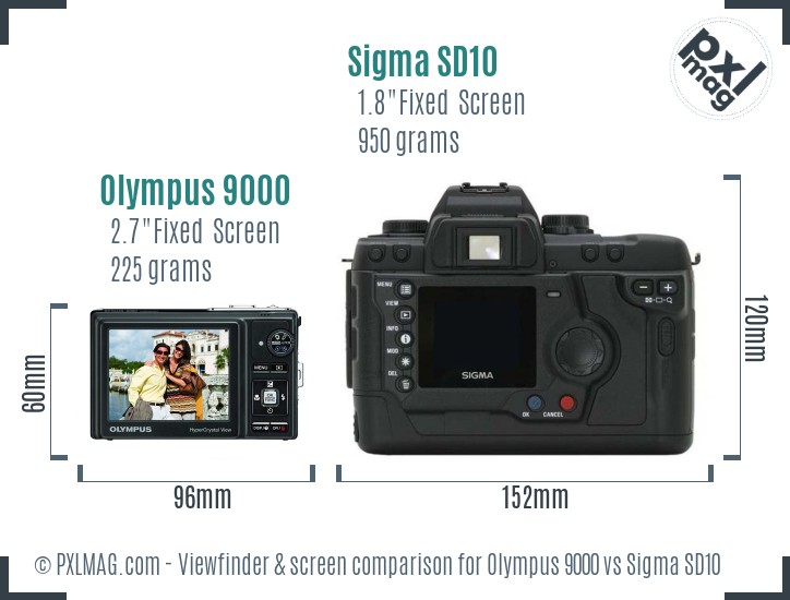 Olympus 9000 vs Sigma SD10 Screen and Viewfinder comparison