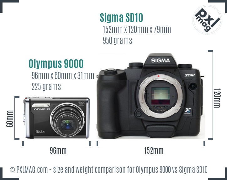 Olympus 9000 vs Sigma SD10 size comparison