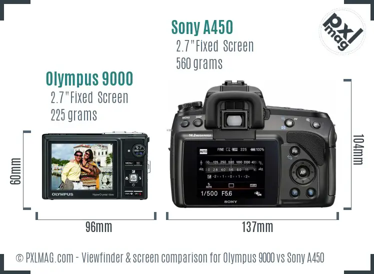 Olympus 9000 vs Sony A450 Screen and Viewfinder comparison Olympus 9000 vs Sony A450 Screen and Viewfinder comparison