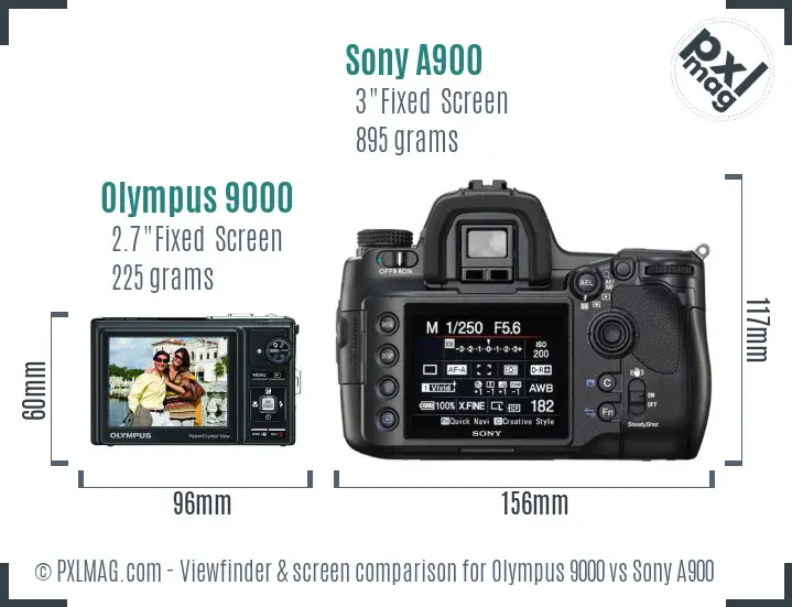 Olympus 9000 vs Sony A900 Screen and Viewfinder comparison