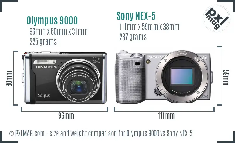 Olympus 9000 vs Sony NEX-5 size comparison Olympus 9000 vs Sony NEX-5 size comparison