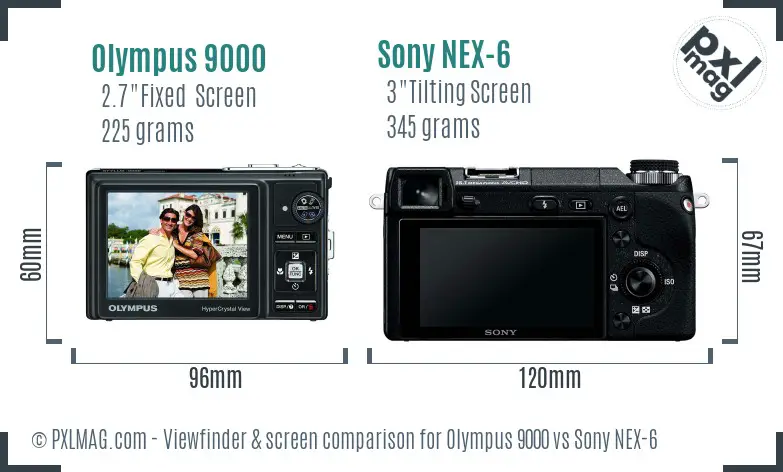 Olympus 9000 vs Sony NEX-6 Screen and Viewfinder comparison Olympus 9000 vs Sony NEX-6 Screen and Viewfinder comparison
