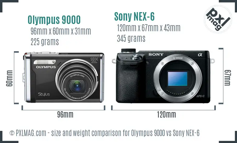 Olympus 9000 vs Sony NEX-6 size comparison Olympus 9000 vs Sony NEX-6 size comparison