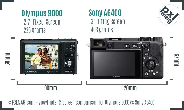 Olympus 9000 vs Sony A6400 Screen and Viewfinder comparison Olympus 9000 vs Sony A6400 Screen and Viewfinder comparison