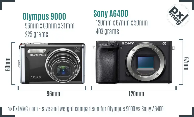 Olympus 9000 vs Sony A6400 size comparison Olympus 9000 vs Sony A6400 size comparison