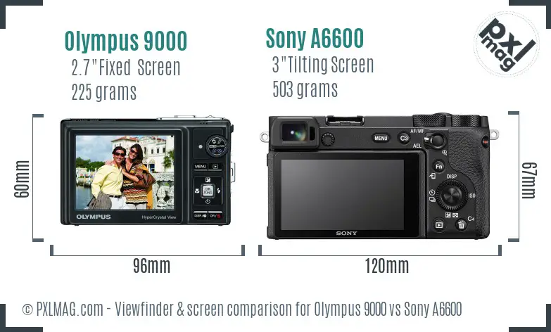 Olympus 9000 vs Sony A6600 Screen and Viewfinder comparison