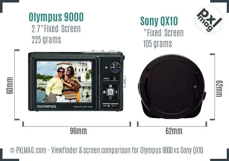 Olympus 9000 vs Sony QX10 Screen and Viewfinder comparison Olympus 9000 vs Sony QX10 Screen and Viewfinder comparison