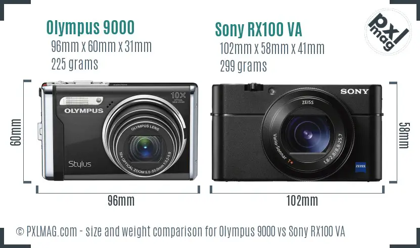 Olympus 9000 vs Sony RX100 VA size comparison