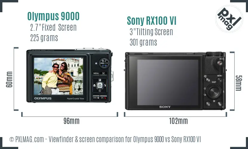Olympus 9000 vs Sony RX100 VI Screen and Viewfinder comparison Olympus 9000 vs Sony RX100 VI Screen and Viewfinder comparison