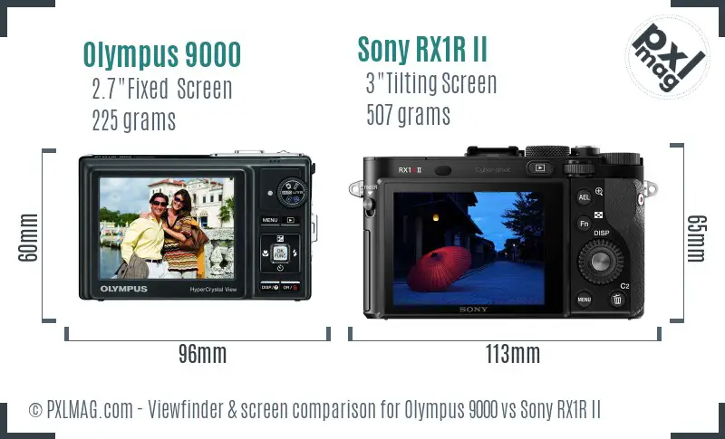 Olympus 9000 vs Sony RX1R II Screen and Viewfinder comparison