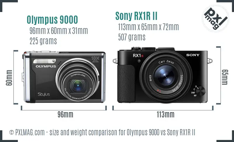 Olympus 9000 vs Sony RX1R II size comparison Olympus 9000 vs Sony RX1R II size comparison