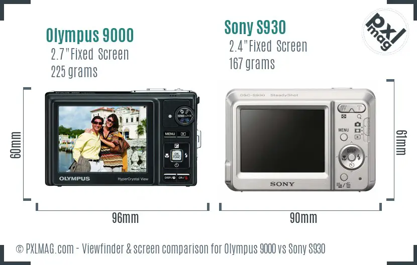 Olympus 9000 vs Sony S930 Screen and Viewfinder comparison
