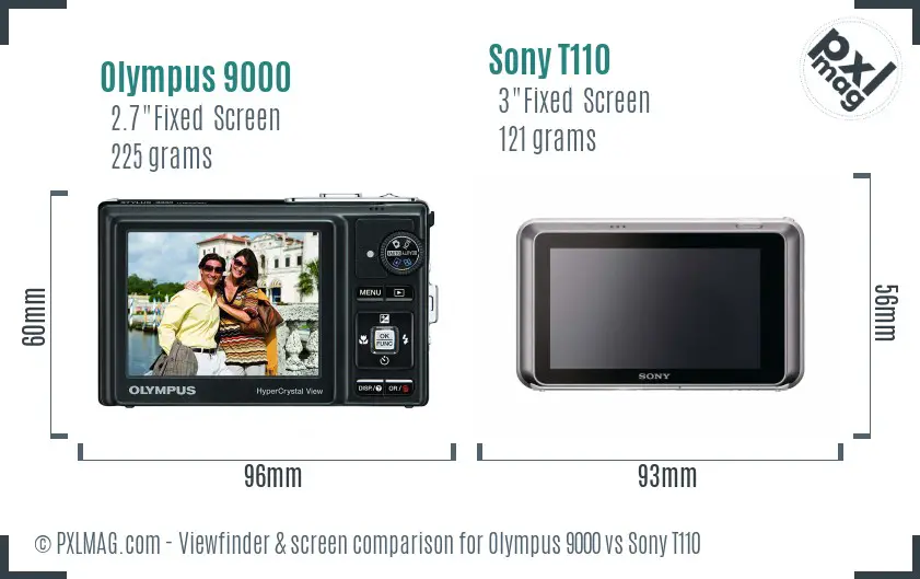 Olympus 9000 vs Sony T110 Screen and Viewfinder comparison Olympus 9000 vs Sony T110 Screen and Viewfinder comparison