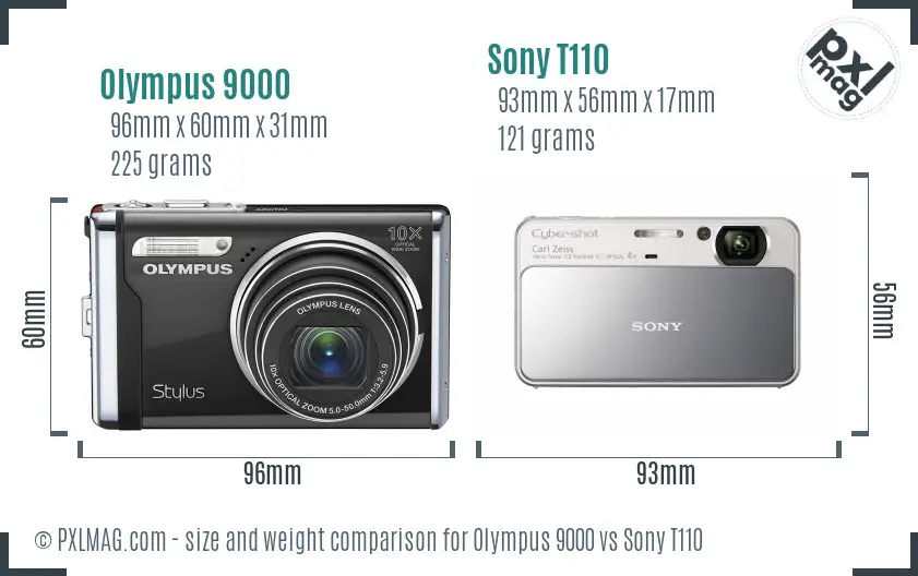 Olympus 9000 vs Sony T110 size comparison Olympus 9000 vs Sony T110 size comparison